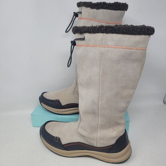 Lands End Calf High Suede Leather Sherpa Lined Womens Winter Boots Sz 7.5 99% - Picture 2 of 7